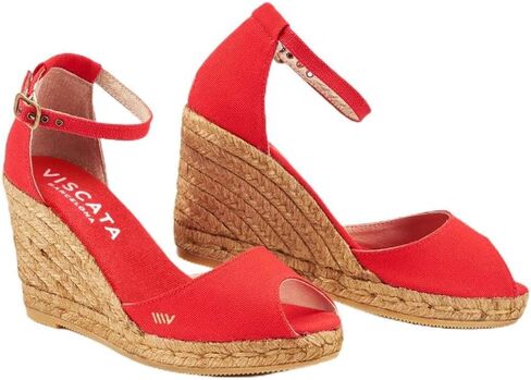 Viscata Aiguafreda Espadrille Canvas Wedges Spain Handmade 3 ½" Heel Women's Open Toe Sandals with Breathable Organic Cotton Canvas and 100% Natural Jute Midsole for all Occasions: Casual, Work, Party in Kuwait