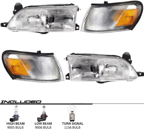 EPIC LIGHTING OE Fitment Replacement Headlight Signal Light Combo Set Compatible with Toyota 93 94 95 96 97 Corolla [ 811501A491 811101E221 8162012600 8161012600 ] 4-Piece in Saudi Arabia