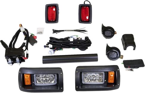 طقم إضاءة عربة الجولف LED الفاخر من PROFX متوافق مع Club Car DS (1993-Up) الغاز والكهرباء | تشتمل على مصابيح أمامية عالية/منخفضة قابلة للتعديل، ومصابيح خلفية، وإشارات الانعطاف، وأضواء الخطر، ووسادة الفرامل، والقرن in Kuwait