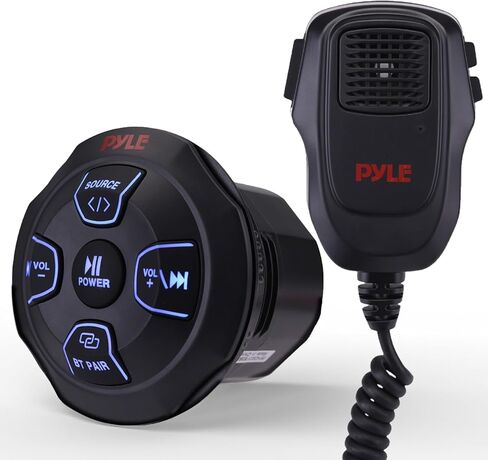 Pyle Car Wireless Bluetooth Audio Controller - Bluetooth Media Button Rated Marine Receiver Remote Control w/ USB, AUX, Mount for Car Truck Boat Marine PowerSport Vehicles - Pyle PLMRBTRD1 in Saudi Arabia