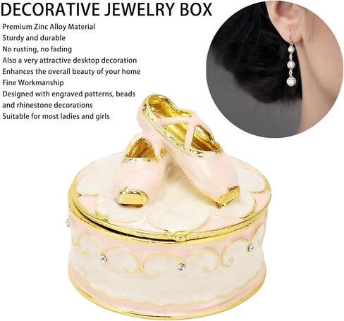 Cyrank Jeweled Ballet Shoes Trinket Boxes, Exquisite Compact Decorative Trinkets Jewelry Box Hinged Enameled Decorative Dance Jewelry Ornament Ring Holder Box Figurine For Home Decor in Saudi Arabia