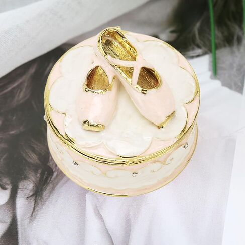 Cyrank Jeweled Ballet Shoes Trinket Boxes, Exquisite Compact Decorative Trinkets Jewelry Box Hinged Enameled Decorative Dance Jewelry Ornament Ring Holder Box Figurine For Home Decor in Saudi Arabia