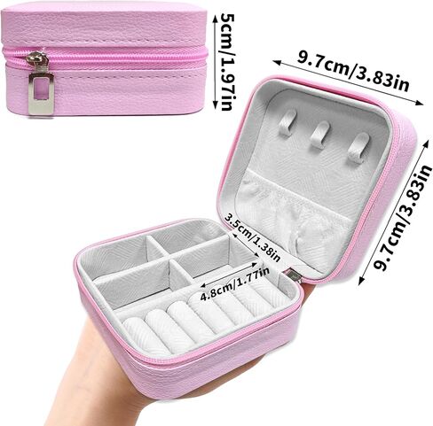 Monogram Jewelry Box Portable Print Jewelry Box, Pink Compact Jewelry Box Travel Jewelry Case Travel Case Organizer Bag Storage Box Jewelry Holder For Necklace Earrings Rings Bracelet (Letter S) in Saudi Arabia