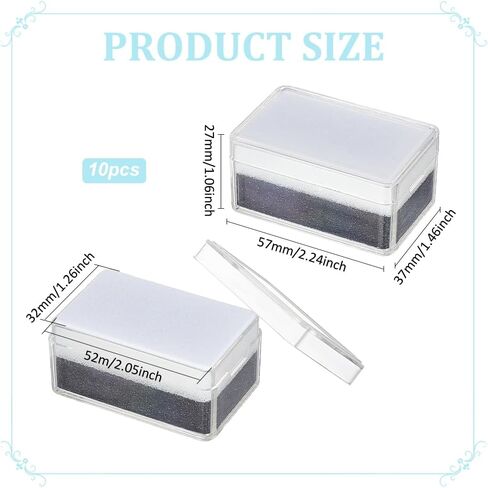 BENECREAT 10Pcs Plastic Gemstone Storage Boxes, 2.24x1.46x1inch Rectangle Clear Jewelry Box with 2Layers White & Black Sponge for Gemstone, Jewelry, Crystal Diamond Display in Saudi Arabia