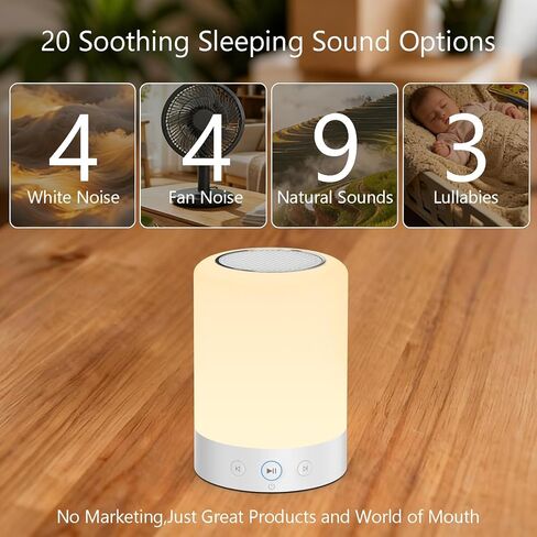 Kipcush White Noise Sound Machine with Nursery Night Light, 20 Soothing Sleep Sounds. Portable Design for Bedroom, Office, Travel. Favorites Buttons, Timer in Kuwait