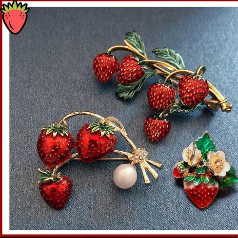Fashionable Fruit Sweet Cute Floral Strawberry Brooch Pin for Women, Enamel Scarf Clip Clothing in Saudi Arabia