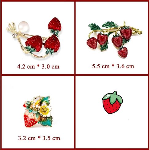 Fashionable Fruit Sweet Cute Floral Strawberry Brooch Pin for Women, Enamel Scarf Clip Clothing in Saudi Arabia