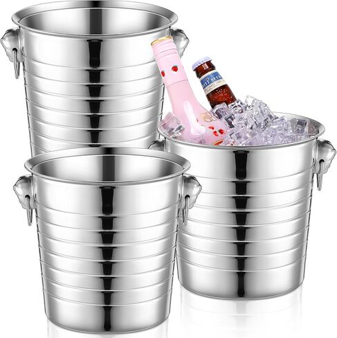 Pinkunn 6 Pack Gold Stainless Steel Champagne Bucket 3 Qt Metal Ice Bucket Double Wall Wine Bucket with Handles Party Beverage Chiller for Champagne Beer Cocktail Wine Drinks Home Bar Accessories in Saudi Arabia