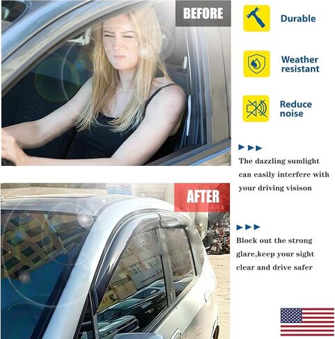 Side Car Window Visors rain Guards Vent Deflectors Window Rain Guards for Toyota RAV4 2006-2012 Front and Rear Door Smoke Sun Shades, 4PCS 94608 in Kuwait