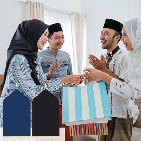 2 Pcs Muslim Prayer Rug Blue and Black Thickening Sponge Muslim Rug Islamic Prayer Mat with 2 Pcs Prayer Beads Islam Gifts for Men Women Eid Travel Ramadan in Saudi Arabia