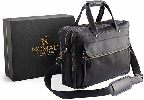 حقيبة جلدية للرجال، حقيبة جلدية أصلية تناسب حقيبة عمل مقاس 15 بوصة للاستخدام في المكتب والعمل والسفر in Kuwait