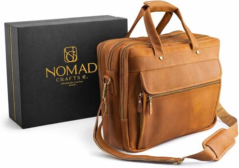 Leather Messenger Bag for Men, Genuine Leather Briefcase Fits 15 Inch Work Satchel for Office, Business, and Travel Use in Saudi Arabia