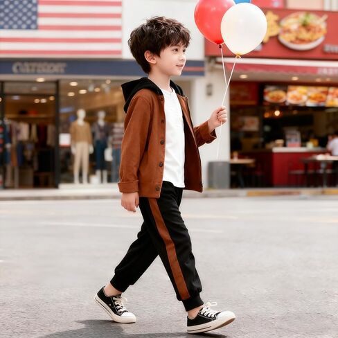 Fuermos Toddler Boy Clothes Fall Outfit Long Sleeve Hooded Tops and Pants 2Pcs Boys Winter Outfits 2-6T in Kuwait