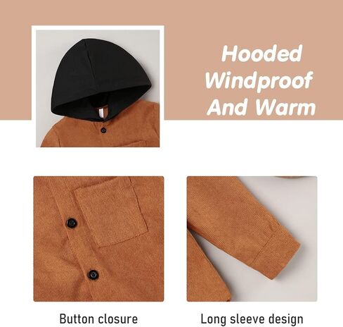 Fuermos Toddler Boy Clothes Fall Outfit Long Sleeve Hooded Tops and Pants 2Pcs Boys Winter Outfits 2-6T in Kuwait