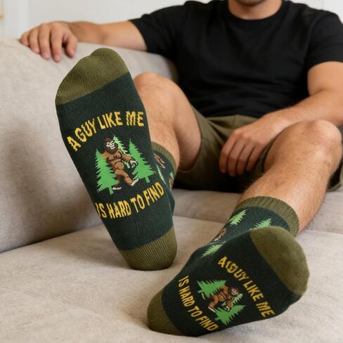 GOLIN Funny Bigfoot Gifts for Women Men, Retro Sasquatch Themed Novelty Crew Socks Silly Sarcastic Stocking Stuffers in Kuwait