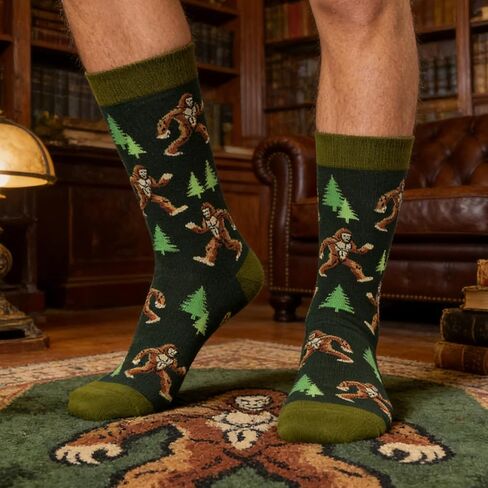 GOLIN Funny Bigfoot Gifts for Women Men, Retro Sasquatch Themed Novelty Crew Socks Silly Sarcastic Stocking Stuffers in Kuwait