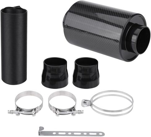 Air Intake Hose 1set 76mm 3 inch Universal Car Cold Air Filter Carbon Fibre Feed Enclosed Intake Induction Pipe Hose Kit Flexible Air Filter Intake Hose in Kuwait