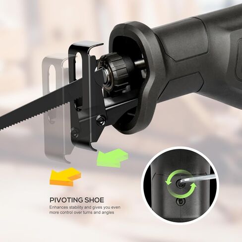 منشار ترددي 6 أمبير، منشار ترددي سلكي متغير السرعة 3000SPM بطول شوط 4/5 بوصة، أقصى عمق قطع 4-1/2 بوصة لقطع الخشب والمعادن الناعمة وأنابيب PVC in Kuwait