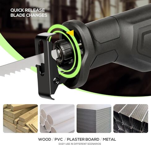 منشار ترددي 6 أمبير، منشار ترددي سلكي متغير السرعة 3000SPM بطول شوط 4/5 بوصة، أقصى عمق قطع 4-1/2 بوصة لقطع الخشب والمعادن الناعمة وأنابيب PVC in Kuwait