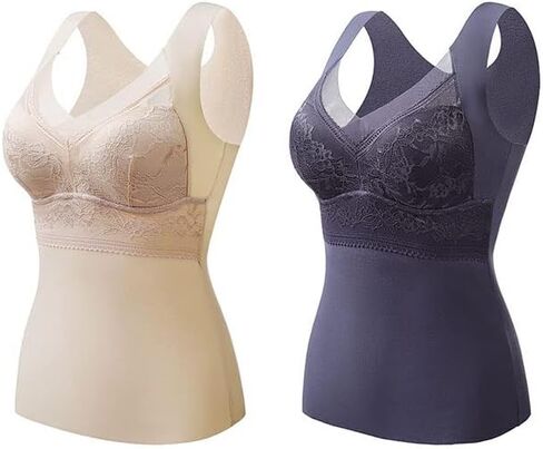 2PCS 2-in-1 Built-in Bra Thermal Underwear,Built in Bra Tank Tops for Women,High Stretch Thermal with Bra in Saudi Arabia