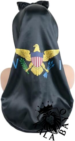 USVI Flag Adult's Satin Long Sleeping Cap with Ties for Women - Perfect for Protective Hairstyles, Overnight U.S. Virgin Islands Satin Bonnet Night Caps Multicolor in Saudi Arabia