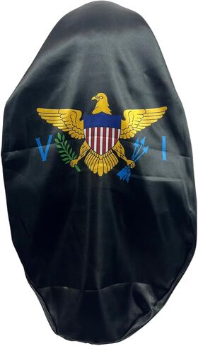 USVI Flag Adult's Satin Long Sleeping Cap with Ties for Women - Perfect for Protective Hairstyles, Overnight U.S. Virgin Islands Satin Bonnet Night Caps Multicolor in Saudi Arabia