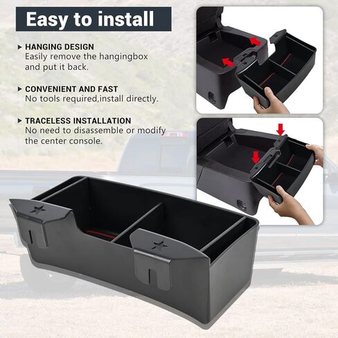 Center Console Hanging Storage Box,Split-bench Folding Seat Armrest Organizer Tray Insert Replace for Silverado/for Sierra 1500 2019-2025 and for Silverado/for Sierra 2500HD 3500HD 2020-2025 in Kuwait