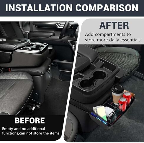 Center Console Hanging Storage Box,Split-bench Folding Seat Armrest Organizer Tray Insert Replace for Silverado/for Sierra 1500 2019-2025 and for Silverado/for Sierra 2500HD 3500HD 2020-2025 in Kuwait