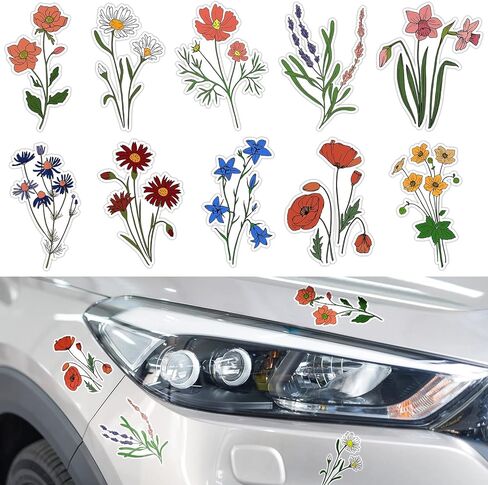 PerKoop 10 Pcs Flower Car Vinyl Decal Sticker Waterproof Bloom Flower Bumper Decal Spring Blossom Car Decals for Automotive SUV Trucks Wall Laptop Water Bottles Scrapbook Window Decor Accessories in Saudi Arabia