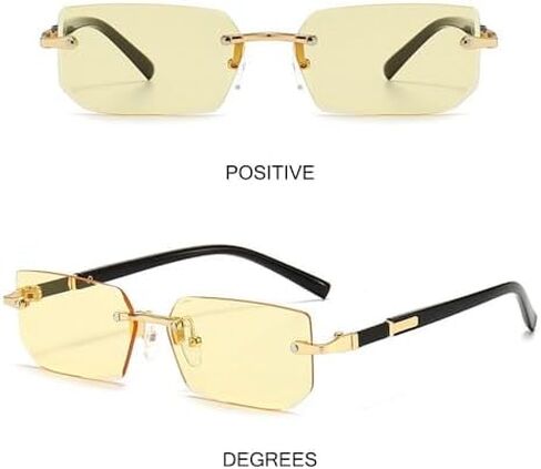 Vintage for Women & Men Retro Frameless Sun Glasses Rimless Rectangle Sunglasses Eyewear Shades(Black grey) in Saudi Arabia