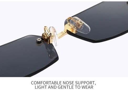 Vintage for Women & Men Retro Frameless Sun Glasses Rimless Rectangle Sunglasses Eyewear Shades(Black grey) in Saudi Arabia