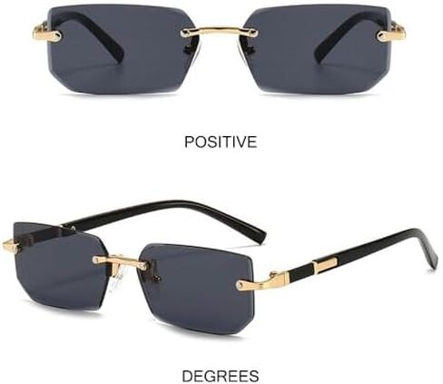 Vintage for Women & Men Retro Frameless Sun Glasses Rimless Rectangle Sunglasses Eyewear Shades(Black grey) in Saudi Arabia