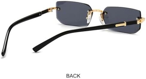 Vintage for Women & Men Retro Frameless Sun Glasses Rimless Rectangle Sunglasses Eyewear Shades(Black grey) in Saudi Arabia