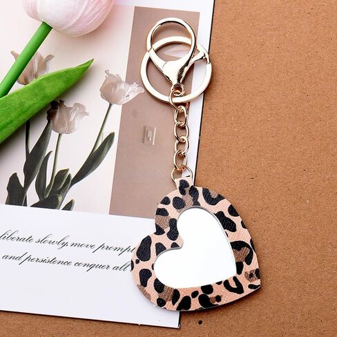ليوبارد طباعة سلسلة المفاتيح الملحقات لحقيبة اليد سحر مرآة ماكياج سلسلة المفاتيح للفتيات القلب الجلود سلسلة المفاتيح in Kuwait