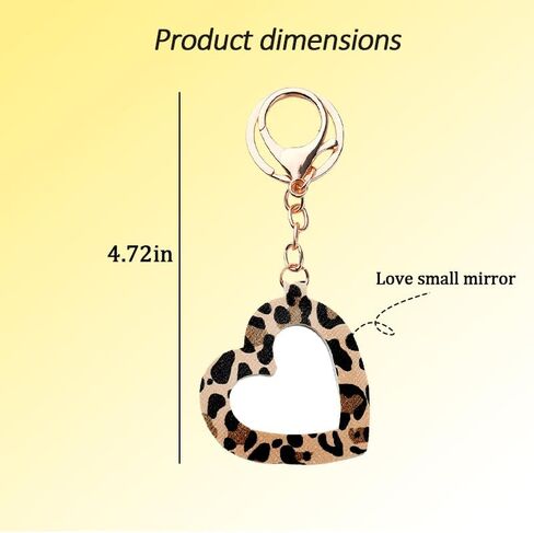ليوبارد طباعة سلسلة المفاتيح الملحقات لحقيبة اليد سحر مرآة ماكياج سلسلة المفاتيح للفتيات القلب الجلود سلسلة المفاتيح in Kuwait