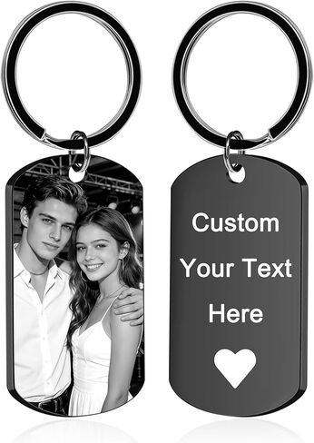 BEXOA Custom Keychain with Picture, Customized Photo Text keychains for Boyfriend Men Dad Gifts in Saudi Arabia