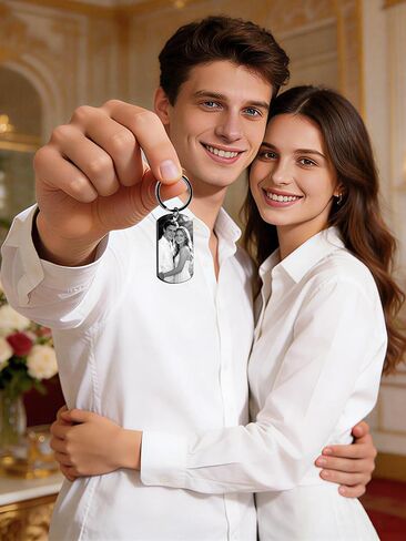 BEXOA Custom Keychain with Picture, Customized Photo Text keychains for Boyfriend Men Dad Gifts in Saudi Arabia