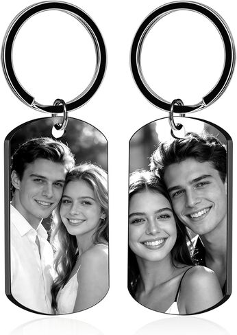 BEXOA Custom Keychain with Picture, Customized Photo Text keychains for Boyfriend Men Dad Gifts in Saudi Arabia