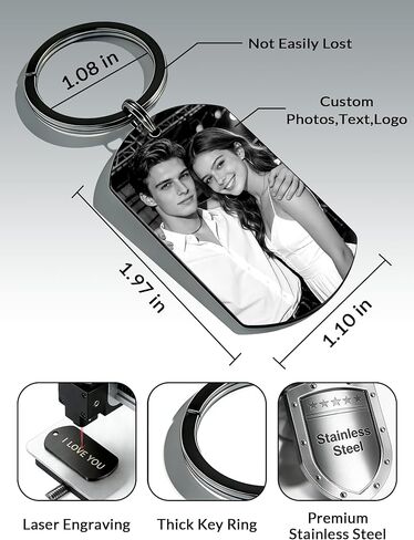 BEXOA Custom Keychain with Picture, Customized Photo Text keychains for Boyfriend Men Dad Gifts in Saudi Arabia