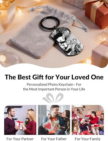 BEXOA Custom Keychain with Picture, Customized Photo Text keychains for Boyfriend Men Dad Gifts in Saudi Arabia