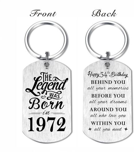 Yobent 54th Birthday Gifts for Men 1972, Happy 54th Birthday Keyring, 54 Year Old Birthday Gifts for Women, The Legend was Born in 1972 in Saudi Arabia