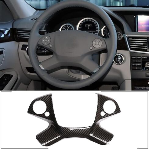 TINKI ABS Carbon Fiber Look Car Steering Wheel Button Cover Trim Compatible for Mercedes Benz E Class W212 2009-2013 Interior Accessories in Saudi Arabia