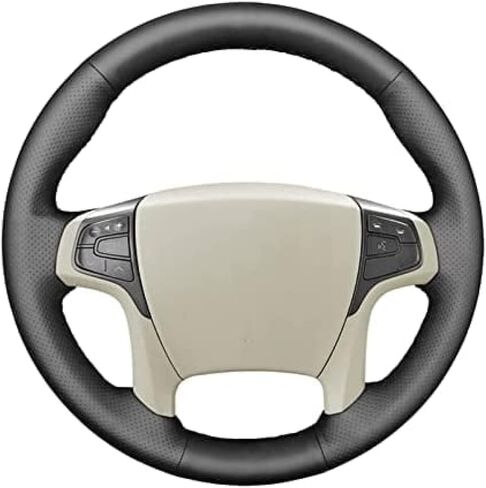 غطاء عجلة قيادة السيارة من الجلد الأسود ، لسيارة Toyota Sienna 2010 2011 2012 2013-2014 غطاء عجلة قيادة السيارة مخيط يدويًا in Saudi Arabia
