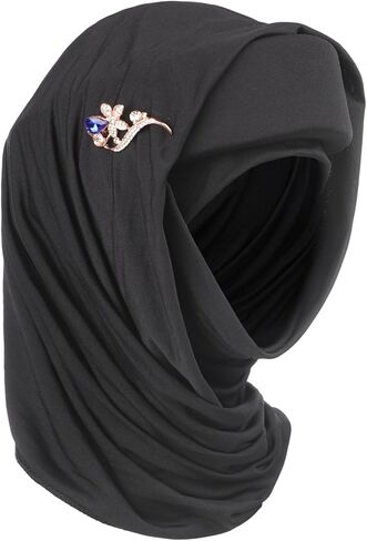 MioCloth Muslim Hijab Long Head Scarf with Undercap Brooch, Middle East Dubai Islamic Turban Cap Headwrap for Women Girls in Saudi Arabia