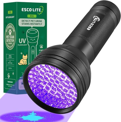 ESCO LITE Escolite UV Flashlight Black Light, 51 LED 395 nM Ultraviolet Blacklight Detector for Dog Urine, Pet Stains and Bed Bug in Kuwait