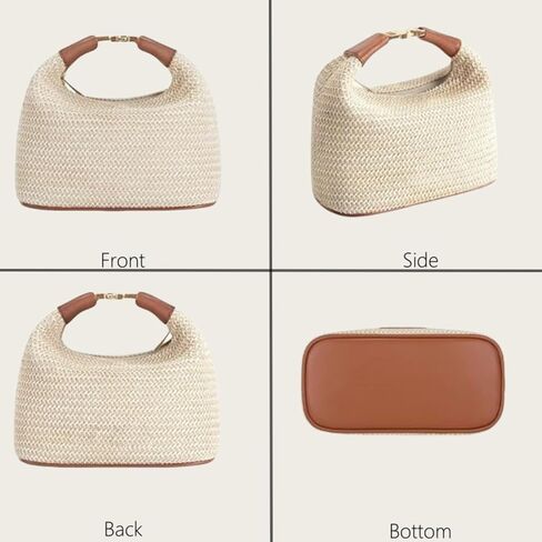 Straw Crossbody Bag for Women, Summer Raffia Handbag Top Handle Woven Tote Purse Vacation Handmade Bucket Clutch Bag in Saudi Arabia