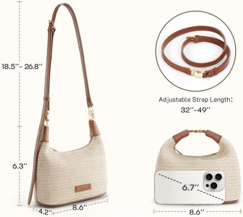Straw Crossbody Bag for Women, Summer Raffia Handbag Top Handle Woven Tote Purse Vacation Handmade Bucket Clutch Bag in Saudi Arabia