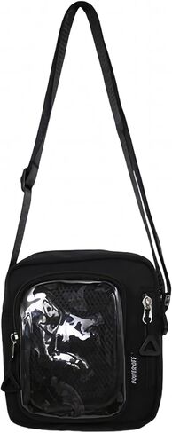 حقيبة كروس سوداء صغيرة من ita للنساء، محافظ kawaii kpop تعرض دبوسًا مع الكثير من الجيوب، حقائب كروس لطيفة خفيفة الوزن من النايلون، هدايا للسيدات in Kuwait