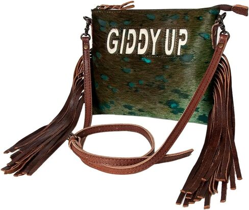 حقيبة كروس غربية من الجلد الطبيعي من American Darling - محفظة من جلد البقر "Giddy Up" مع هامش جلدي وحزام قابل للتعديل in Saudi Arabia
