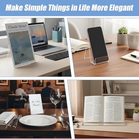 20 عبوة من حامل عرض الكتب الأكريليك، حامل حامل شفاف مقاس 4 بوصات، حامل كمبيوتر لوحي سميك شفاف لعرض الكتب والصور والأجهزة اللوحية والأقراص المضغوطة والأعمال الفنية والصحف والمجلات in Kuwait